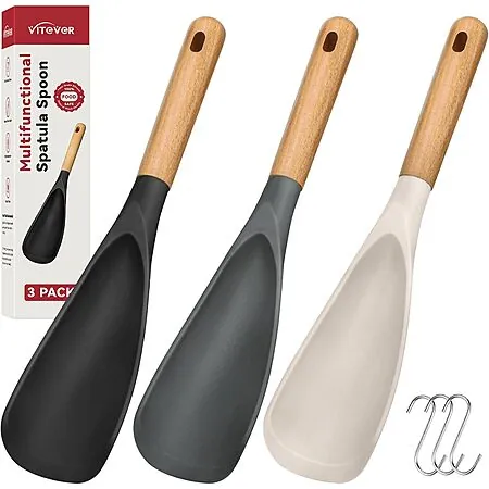 3-Pk VITEVER Wooden Handle Silicone Cooking Spatula Set