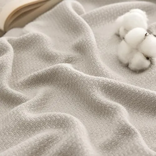 Bedsure 100% Cotton Blanket Linen Beige