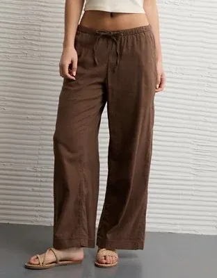 American Eagle Low-Rise Linen-Blend Pull-On Pant