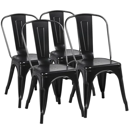 Yaheetech Stackable Metal Chairs - Set of 4