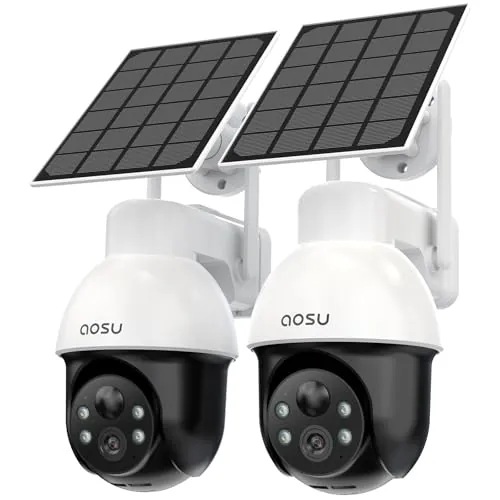 aosu 3K 5MP Solar Security Camera Wireless Outdoor PTZ 360° Smart Tracking