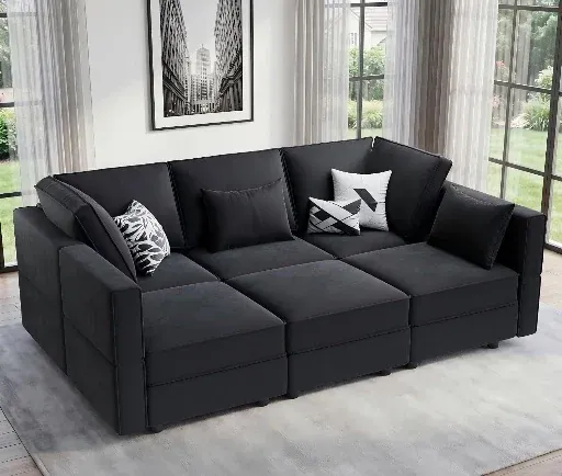 Vesgantti 92" 9 Seats Modular Sectional Sleeper Sofa with Storage