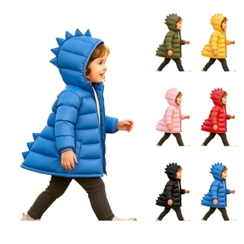 Kids Dinosaur Hooded Zip Front Coat