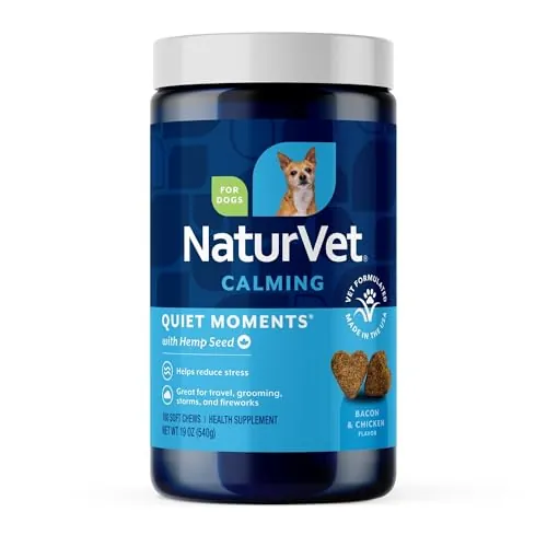 NaturVet Quiet Moments Calming Plus Hemp Dog Supplement - 180 Soft Chews