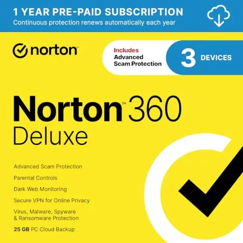 Norton 360 Deluxe 2027 Antivirus, 3 Devices