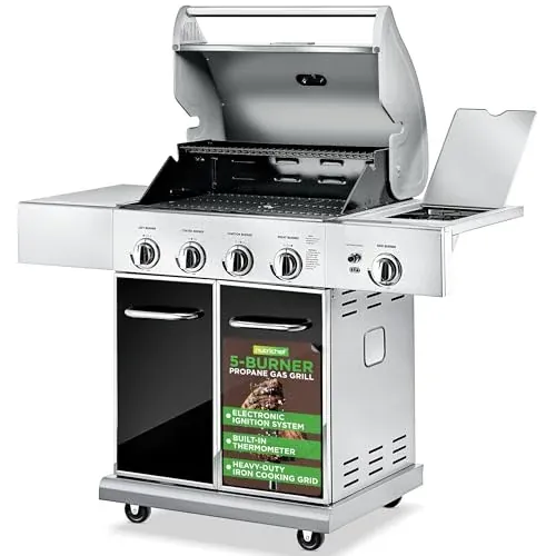NutriChef Heavy-Duty 5-Burner Propane Gas Grill 52,000 BTU