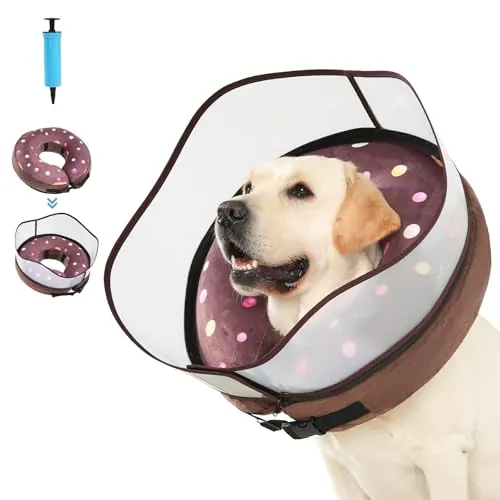 Avont 2-in-1 Inflatable Dog Recovery Cone w/ Clear Shield