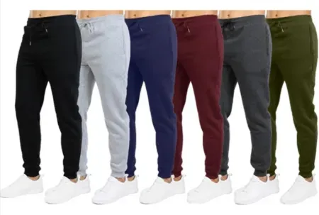 6-Pack Men's Fleece-Lined Jogger Sweatpants With Zipper Pockets