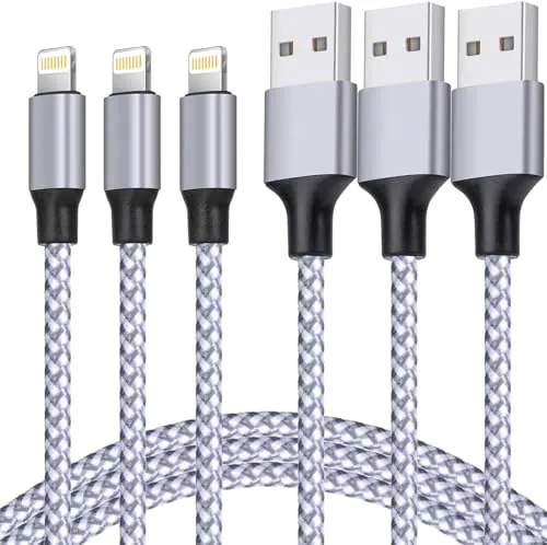 3PACK 6FT Nylon Braided USB Lightning Charging Cable