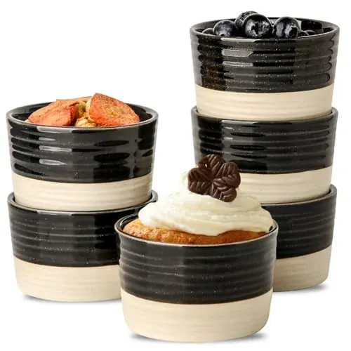 6-Pack 8-Oz Hasene Ceramic Ramekins (Black)