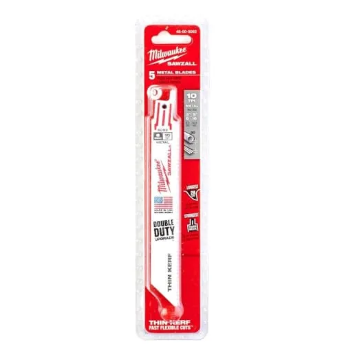 Milwaukee 6" L 10 TPI Reciprocating Saw Blade (5 Blades)