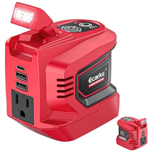Ecarke 220W Portable Power Inverter for Milwaukee 18V Battery