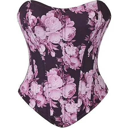 Scarlet Darkness Women's Strapless Floral Corset Top w/ Lace-Up Back (Various)