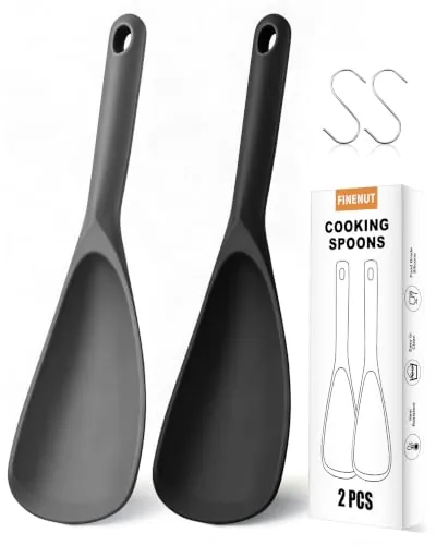 2-Pack Silicone Cooking Spoons & Spoonulas with S-Hooks