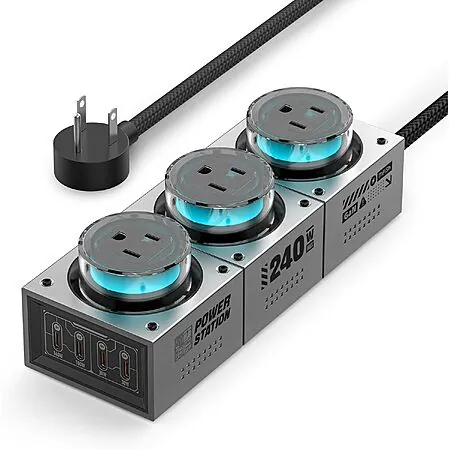 Prime Members: MFish E-Tank 7-in-1 240W GaN Charging Station (3x AC, 4x USB-C)