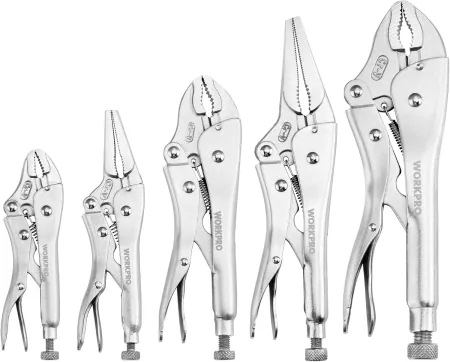 5-Piece WORKPRO Locking Pliers Set w/ Curved Jaw & Long Nose