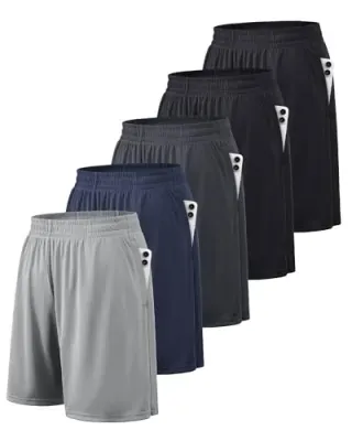 5-Pack BALENNZ Athletic Men's Shorts w/ Pockets & Elastic Waistband
