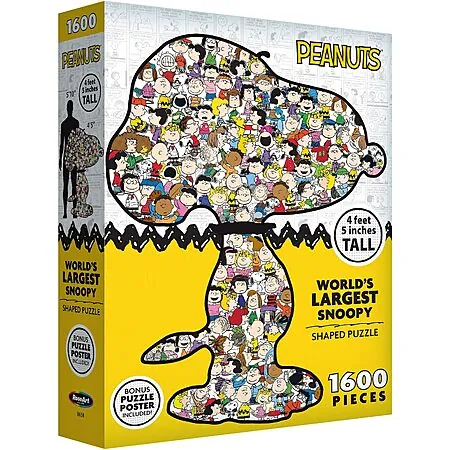 1600-Pc RoseArt Peanuts: World's Largest Snoopy Shaped Jigsaw Puzzle