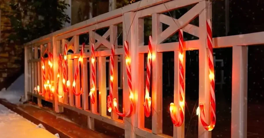 Bucasa Solar Candy Cane Lights 24-Pack