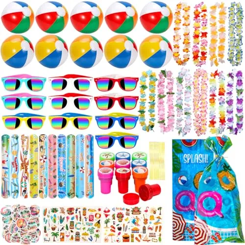 Pool Party Favors and Beach Toys for Kids, Luau Party Supplies with Beach Balls