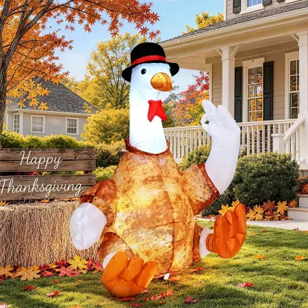 TIESJOY 4' Thanksgiving Inflatable Turkey Goose
