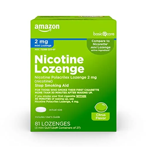 Amazon Basic Care Mini Nicotine Polacrilex Lozenge 81-Count 2mg