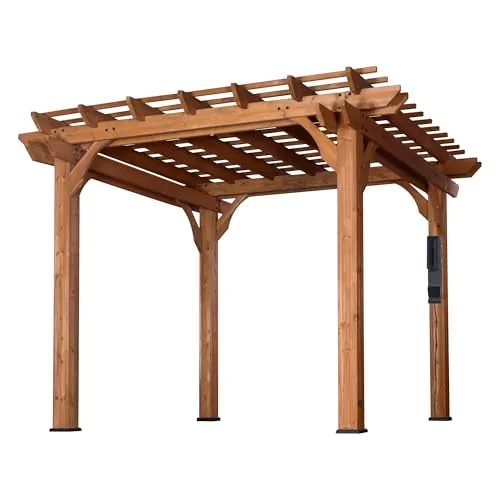 Backyard Discovery Beaumont Traditional Cedar Wood Pergola Kit with Trellis Roof