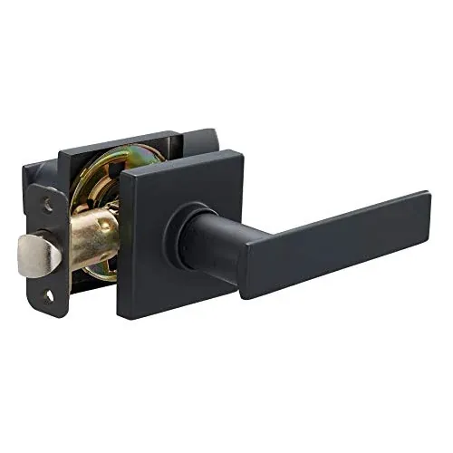 Amazon Basics Contemporary Stamford Door Lever Passage Matte Black 6-Pack