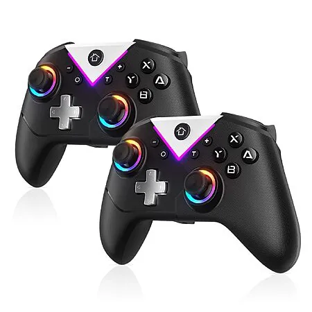 2-pk Dinosoo RGB Wireless Controllers for Switch/PC (black)