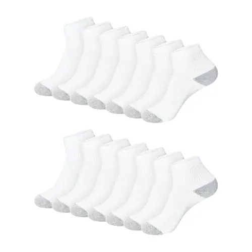 Hanes Women’s Ankle Moisture-Wicking Cushioned Athletic Socks, 14 Pairs