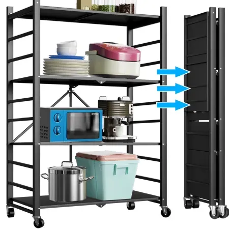 Musment Adjustable 4-Tier Stainless Steel Foldable Storage Shelf Unit