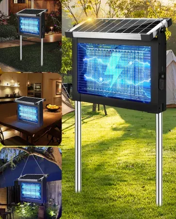 PhatroyYee 4500V Solar Rechargeable Bug Zapper w/ Dual LED Bulbs