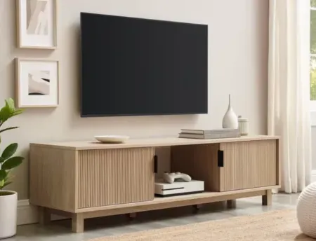 Walker Edison Mid-Century Modern 2-Door Reeded TV Stand