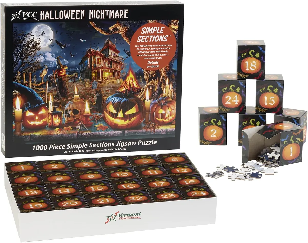 Vermont Christmas Company Countdown to Halloween Puzzle w/ 1000 Pieces & 24 Sections