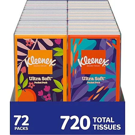 Select Accounts: 10-Ct 72-Pk Kleenex On-The-Go Ultra Facial Tissues