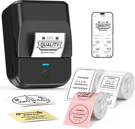 TYPONOS PM240 Bluetooth Thermal Label Maker w/ 3 Tape Rolls