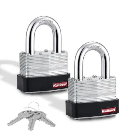 2-Pack Kwikset 1-1/8" Laminated Steel Padlock w/ Hardened Steel Shackle