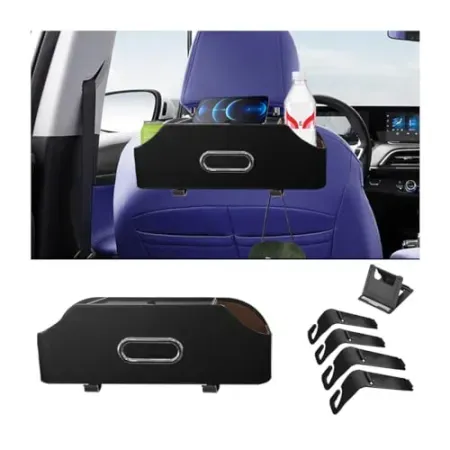 Auceli Headrest Car Seat Organizer w/ Cup Holders, Tissue Box & Phone Holder