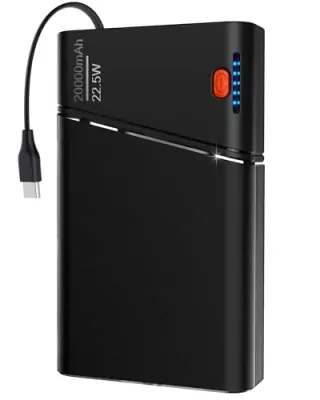 Aaoyun 20000mAh 22.5W PD Portable Charger Power Bank w/ Built-in USB-C Cable