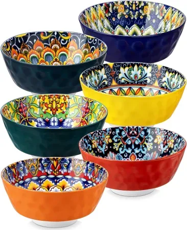 6-Piece 26oz vancasso Bohemian Style Ceramic Soup Bowls