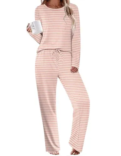 Ekouaer 2 Piece Long Sleeve Soft Lounge Set