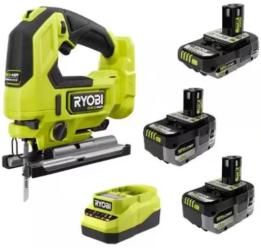 RYOBI ONE+ HP 18V Brushless Cordless Jig Saw Kit with (2) 4.0 Ah Batteries and 2.0 Ah Battery