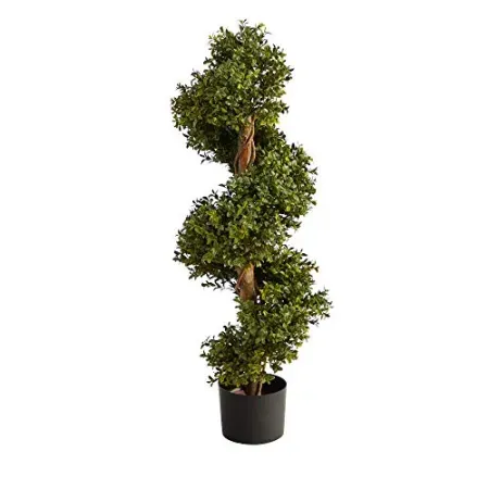 Nearly Natural 33" Artificial Boxwood Spiral Topiary Tree with Planter