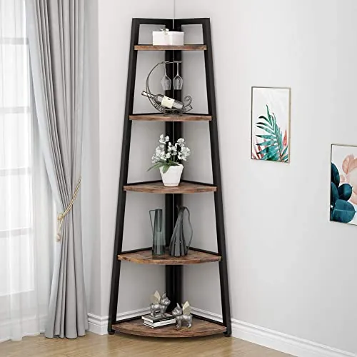 Tribesigns 70 inch 5 Tier Rustic Corner Shelf