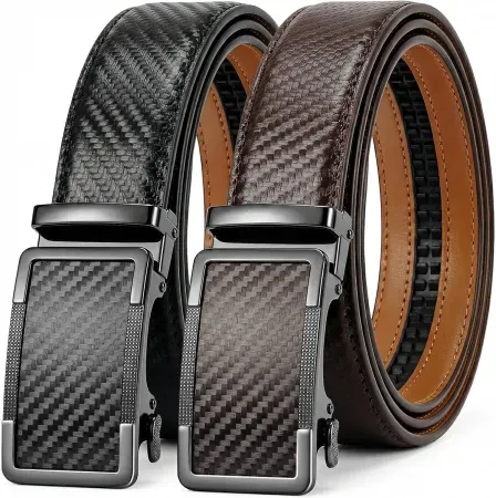 QVGFCTB 2-Pack Leather Ratchet Belts for Men