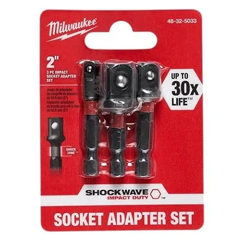 Milwaukee SHOCKWAVE Impact Duty Hex Shank Socket Adapter Set 3-Pc