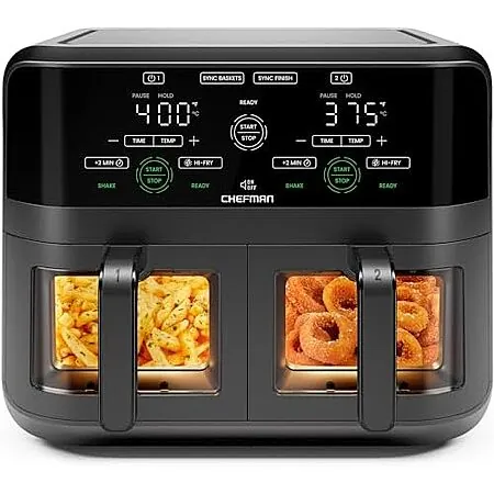 Used - Like New: Chefman 6-Qt Dual Basket Air Fryer w/ Easy View Windows