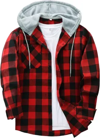 SWISSWELL Men's Hooded Flannel Shirt Jacket