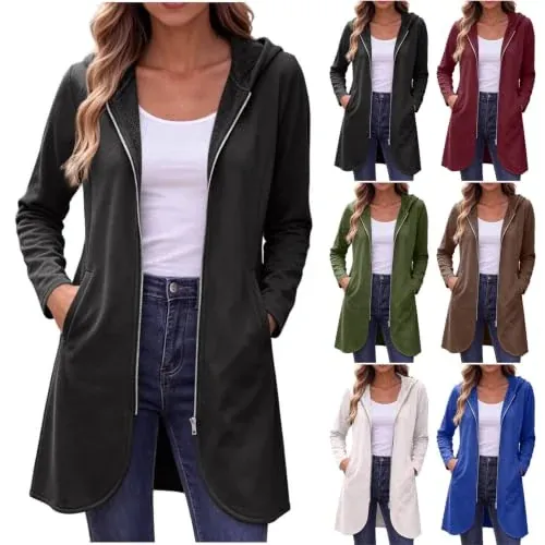 Zip Up Long Tunic Sweatshirts