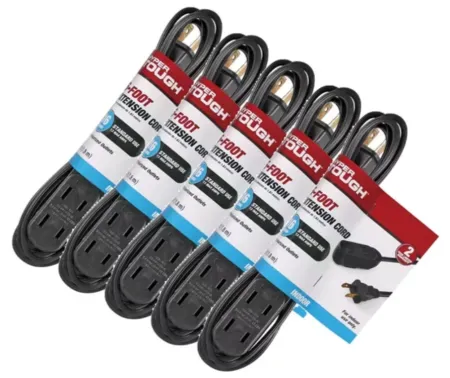 5-Pack Hyper Tough 6' Indoor 16AWG Extension Cord